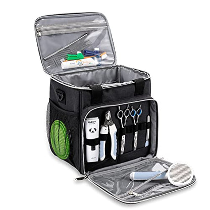 Pet Grooming Bag, Dog Grooming Supplies Organizer Tote Bag, Perfect for Pet Grooming Tool Kit Accessories-Black - color: Black