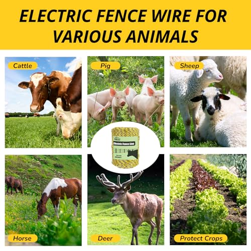 RIOOP Electric Fence Wire Polywire 1312 Feet/400 Meters - size: 1312 Feet/400 Meters