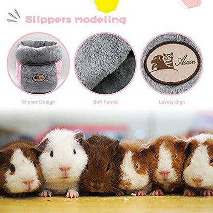 YUEPET Guinea Pig Bed, Warm Fleece Slipper-Shaped Cuddle Cave, Grey - color: Grey, size: 1PCS