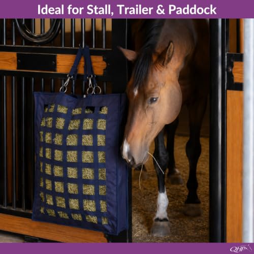 QHP Slow Feeder Hay Bag for Horses - color: Navy