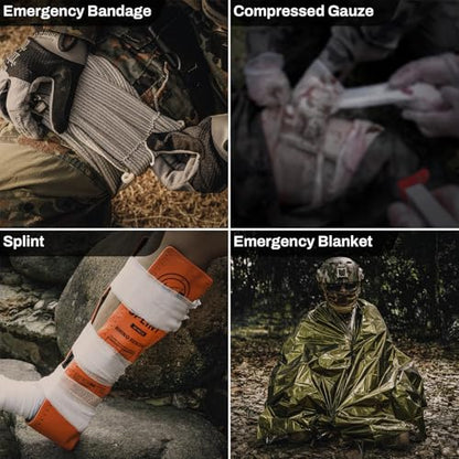 RHINO RESCUE IFAK Trauma Kit Standard with CAT Tourniquet Black | Military-Grade, Massive Bleeding Control, Tactical Molle Pouch, Professional First Aid Kit, HSA/FSA Approved - color: Black