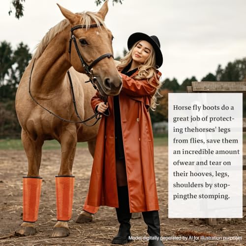 Mesh Horse Fly Boots, Set of 4, Orange - color: Orange