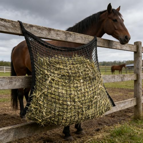 2 Pcs Feed Hay Net Slow Feed Hay Bags for Horses Horse Feeding Supplies for Goats Sheep, 61.4x39.37inch - size: 61.4x39.37inch