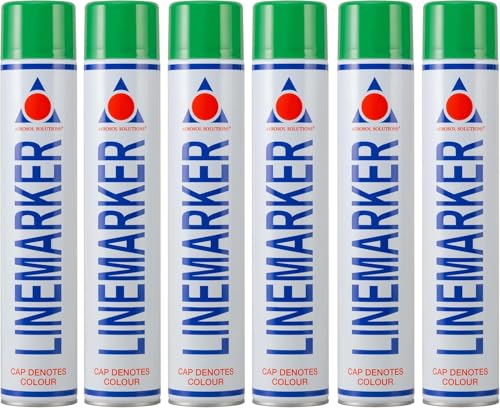 Aerosol Solutions Line Marker Green 26 Oz [Pack of 6] Grass and Road Spray Paint, All Purpose Striping Paint | Perfect for Athletics, Landscaping & Pavements - color: Green, size: 26 Ounce (Pack of 6)