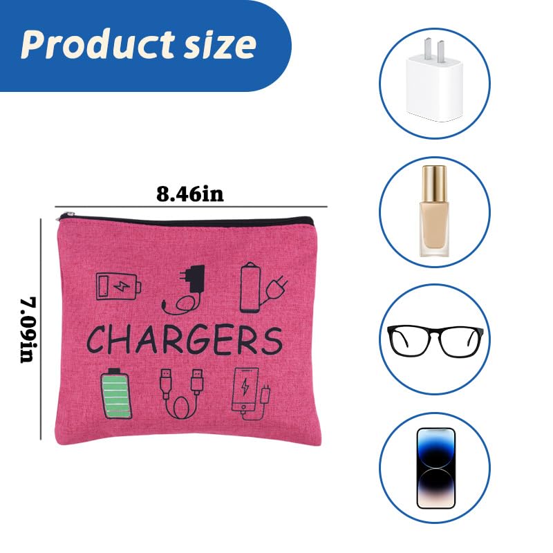 ShiQiao Spl Chargers Cables Storage Bag Travel Cable Storage Organizer Bag Chargers Makeup Cosmetic Bag Pouch Electronic Charging Organizer for Women Birthday Christmas Gift for Daughter Friend - style: Pink Charger