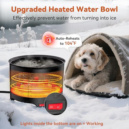 5.5L Heated Water Bowl, Winter Large Heated Dog Bowls for Outside