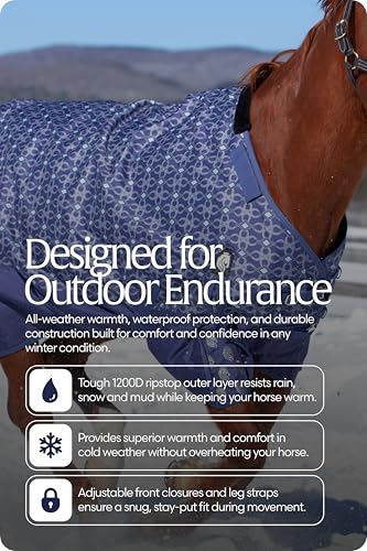 Equinavia Arktis Regular Neck Heavy Turnout Blanket 300g - Skipper Blue - 81 in - color: Skipper Blue, size: 81 in