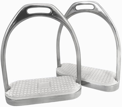 AJ Tack Stainless Steel Fillis Stirrup Irons with Rubber Pads | Classic English Saddle Style, Ideal for Schooling & Show, Stable Support & Proper Alignment, Enhanced Grip, Sold in Pairs - size: 4.25"