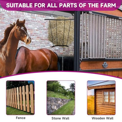 Corner Hay Rack, Wall Mounted 23.3 x 13.2 x 21.7In Hay Rack for Farm Indoor and Outdoor Use, Carbon Steel Hay Feeder Blanket Holder for Horses and Goats