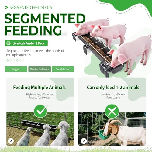 37.63In Goat Feeder, 2.5 Gallon Livestock Feeding Rack, Divided and