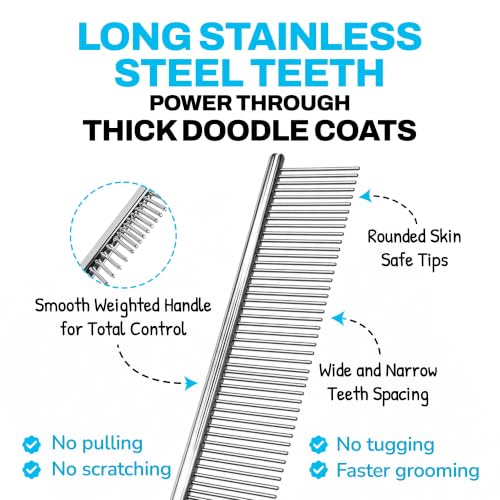 The Doodle Brush Metal Dog Combs for Grooming Matting, Finishing Comb
