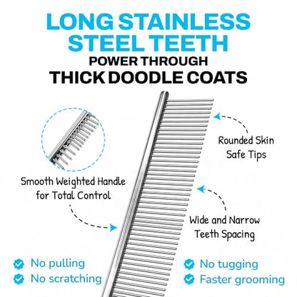 The Doodle Brush Metal Dog Combs for Grooming Matting, Finishing Comb