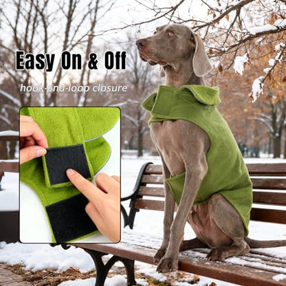 DENTRUN Reversible Dog Winter Coat, Windproof Polar Fleece Reflective Vest - color: Green, size: Medium