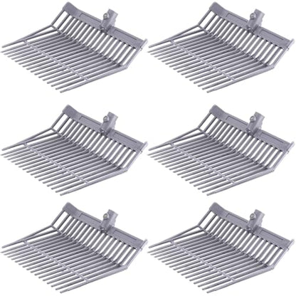 Lasnten 6 Pcs Manure Fork Head Bulk 18 Tines Pitch Fork Replacement Head with Screws and Nuts Durable Stable ABS Plastic for Horse Stall Picking up Manure