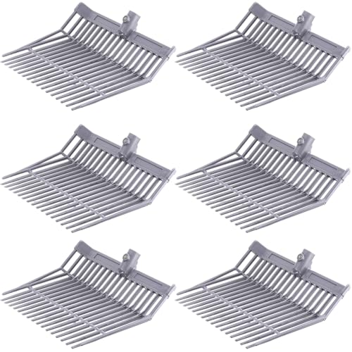 Lasnten 6 Pcs Manure Fork Head Bulk 18 Tines Pitch Fork Replacement Head with Screws and Nuts Durable Stable ABS Plastic for Horse Stall Picking up Manure