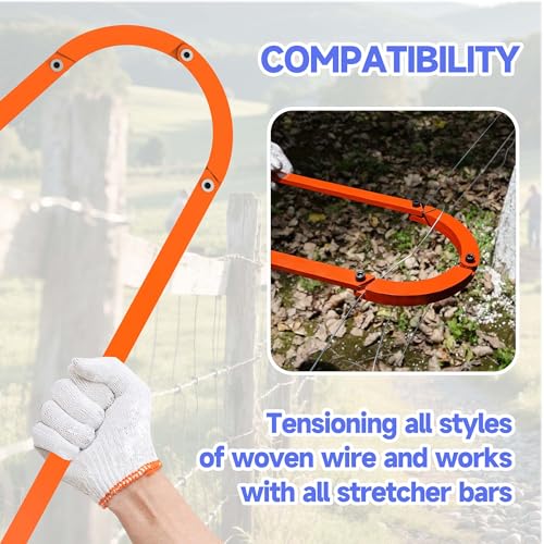 Fence Wire Fixer Tool, Heavy Duty Fence Stretcher Repair Tool Made of High-Carbon Steel, Fence Wire Tightener Tool for Barbed, Wire Tensioner, Barbed Wire Fence Tensioner and Repair Tool