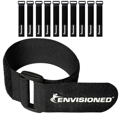 Reusable Cinch Straps 1" x 30" - 10 Pack Multipurpose Quality Hook and Loop Securing Straps (Black) - size: 1" x 30"