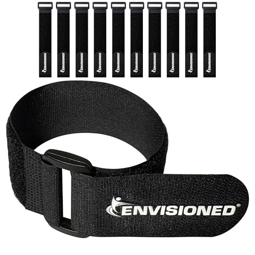 Reusable Cinch Straps 1.5" x 15" - 10 Pack, Multipurpose Strong Gripping, Quality Hook and Loop Securing Straps (Black) - size: 1.5" x 15"