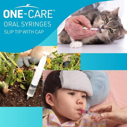 ONE-CARE Oral Syringe, 1 mL, Slip Tip, with Cap, 100 Count - size: 1ml