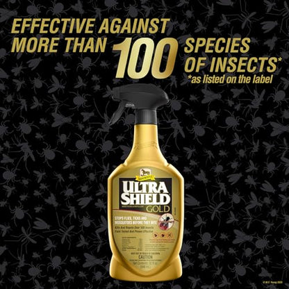Absorbine UltraShield Gold Insecticide & Repellent for 100+ Insects, Use on Horses - size: 32 Ounce w/Sprayer