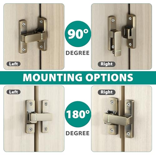 Mooche Sliding Barn Door Lock, 90/180 Degree Flip Door Lock Latch, Cyan - color: Cyan
