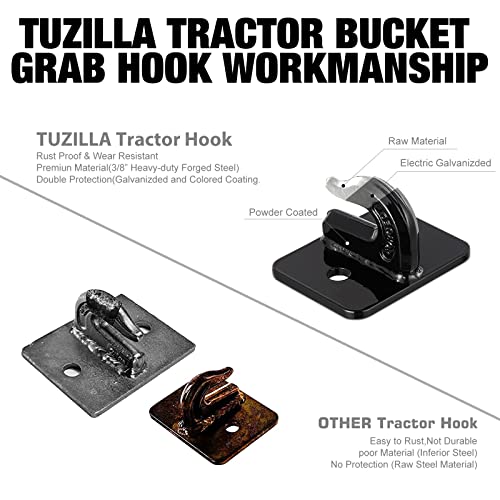 3/8" Tractor Bucket Hook Grade 70 Forged Steel Bolt On Grab Tow Mount with Backer Plate Flatbed Trailer Wrecker Tow Tie Down Forged Steel Maximum Break Strength 15,000 lbs - color: 3pcsBlack