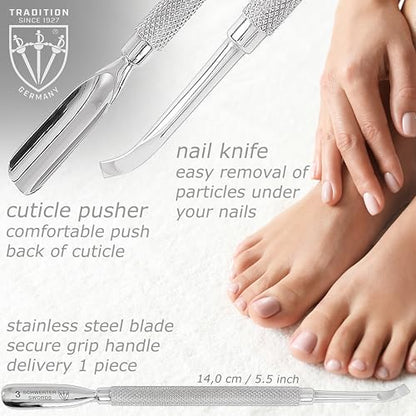 3 Swords Germany - Brand Quality Cuticle Knife Trimmer Remover Cutter (1pc.) and Cuticle Pusher Scratcher (1 pc.) Made in Germany - color: Cuticle Remover and Cuticle Pusher