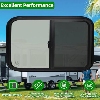 30"W x 20"H RV Windows for Cargo Trailer Camper,Tinted Horizontal Sliding - size: 30"W x 20"H