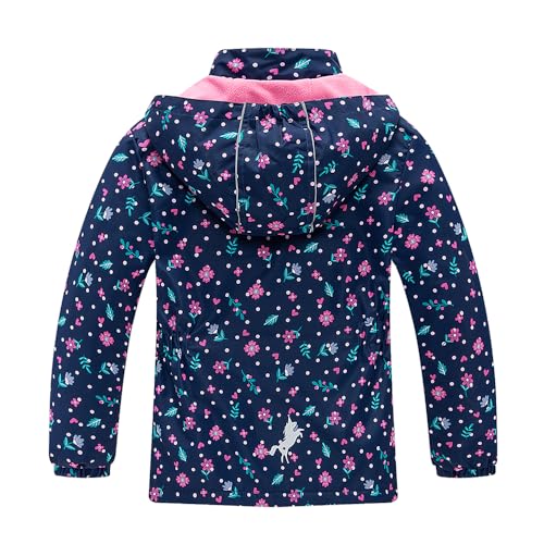 Girls Rain Jacket Kids Hooded Raincoat Windbreaker with Fleece Lining - color: 2910, size: 6