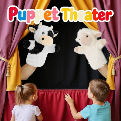 Animal Puppet Cow Hand Puppets Speech Therapy Tool Preschool Classroom Supply Interactive Story Time Educational Stuffed Farm Animal - color: Dairy Cow