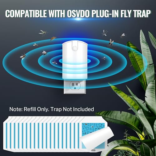 Qualirey 20 Pack Flying Insect Trap Refill, Compatible with osvdo Indoor Plug in Fly Trap for Home, Replacement Glue Cards, Bug Zapper Sticky Pads, Glue Boards Insect Catcher for Fly Mosquito Bug