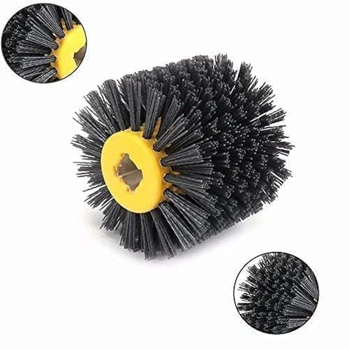 SIGNI New Abrasive Wire Drawing Wheel Drum Burnishing Polishing Brush for Wooden Furniture Floor Polishing 120X100mm 180 Grit 1pack - size: 180 Grit, Black
