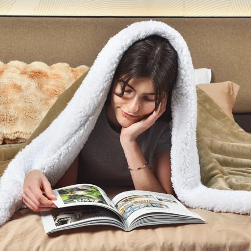 KAWAHOME Sherpa Fleece Queen Size Blanket for Bed, Extra Warm Heavy Thick - color: Camel, size: Queen ( 90" X 90" )