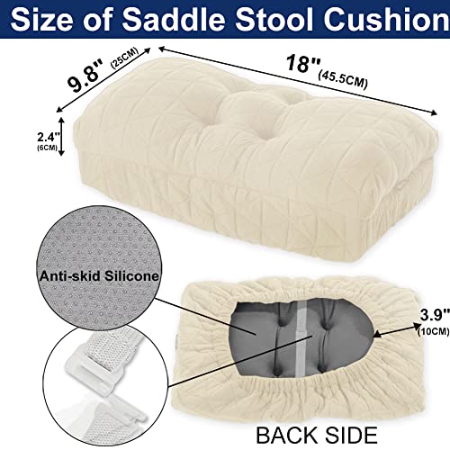 BUYUE Saddle Stool Seat Cushion, Luxury Triangle Fashion Jacquard with Anti-Skid Silicone Bar Stool Cushion Padded (Beige, Rectangular,1 Count) - color: Beige, style: Saddle