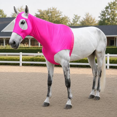 Horse Slinky Hood with Zipper, Stretchy Sleazy Hood Fuchsia L - color: Fuchsia, size: Large