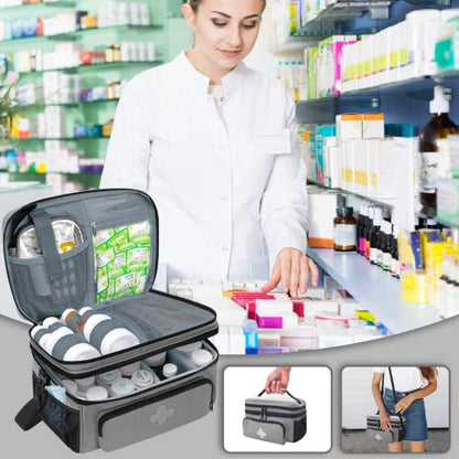 GDNasist Medicine Storage Bag, Medical Bag Pill Bottle Organizer Empty - color: Grey