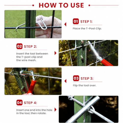 T-post Clips Tool, Fixing Fence Clip and Wire Steel Bender T-post Handheld Twisting Tool, Multi Functional Bender 2 pack,red - color: Red, size: 2 Pack
