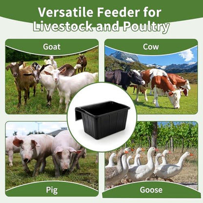 3 Pack 17 Quart Rubber Feed Pan, Horse Feed Pan with Stall Hook - color: Black-17 Quart, size: 17 Quart