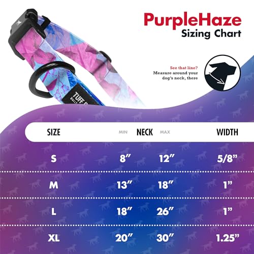 Tuff Pupper Premium Adjustable Dog Collar for Small Boy & Girl Dogs, Stylish Pattern Collars Designed in USA, Quick Release Buckle, PurpleHaze Print, Small (0.7 Inch Wide x 8-12 Inch Neck) - color: PurpleHaze, size: Small