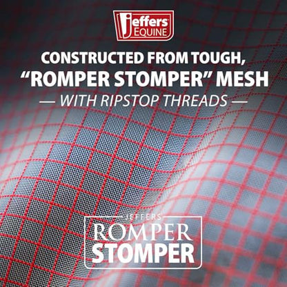 Jeffers Romper Stomper Ripstop Fly Sheet for Horses with Detachable Neck Cover & Belly Flap, 75" - Breathable Lightweight, Horse Tack for Summer Turnout, UV & Fly Protection Sheet - Grey & Red - size: 75"