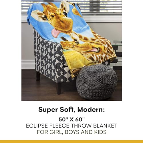 Dawhud Direct Giraffe Fleece Throw Blanket, 50" x 60", Polyester, Animal Print, Multicolor, Unisex, Adult/Kid, Winter, Durable, Camping, Gift