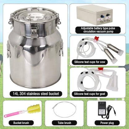2-in-1 Goats and Cows Milking Machine Upgrade 3.7Gal/14L - size: 14L