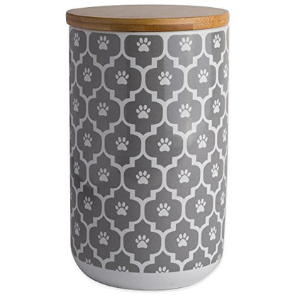 Bone Dry Lattice Collection Pet Bowl & Canister, Treat Canister, 4x6.5", Gray - color: Gray, size: Treat Canister, 4 x 6.5 in (Pack of 1)