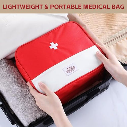 Red First Aid Bag, Medical Bag Empty, Portable Medicine Bag Organizer for Home Outdoor Camping Hiking Travel (Red)