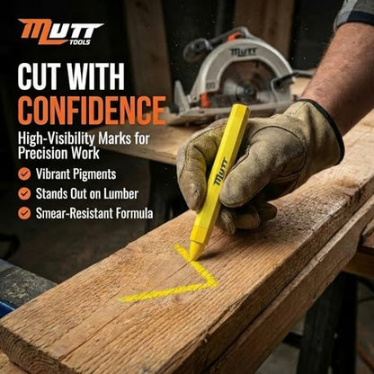 Mutt Tools Yellow Lumber Crayons 12 Pack - Construction Crayon - color: Yellow