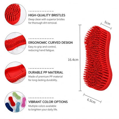 2PCS Horse Grooming Brushes, Soft Rubber Bristle Massage Curry Comb for Horse, Mule & Livestock, Red & Blue
