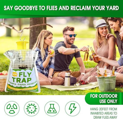 Fly Trap 8 Pack Outdoor Hanging Disposable Fly Catcher Mess-Free Bug Bags for Yard Garden Farm & Horse Ranch