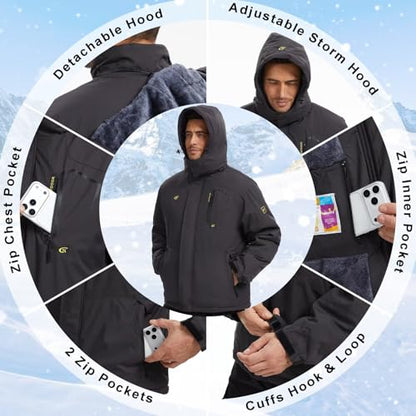 QPNGRP Mens Waterproof Ski Snowboard Jacket Winter Windproof Snow Coat - color: Charcoal Gray, size: Medium