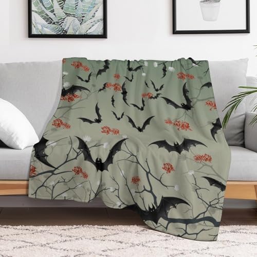 Bat Flowers Fleece Throw Blanket for Couch Adults Teens 40" X 50" - color: Bat Flowers, size: 40x50 inch