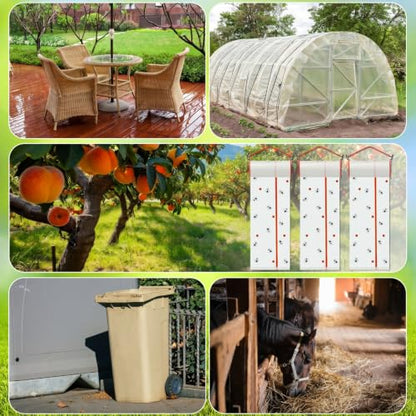 15 Rolls Sticky Fly Trap 30 ft Each, White - color: White